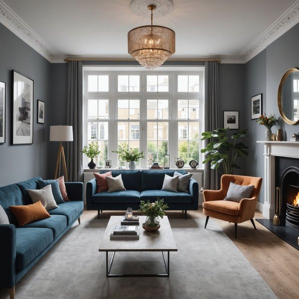 How can you design a multifunctional living room in a UK townhouse?